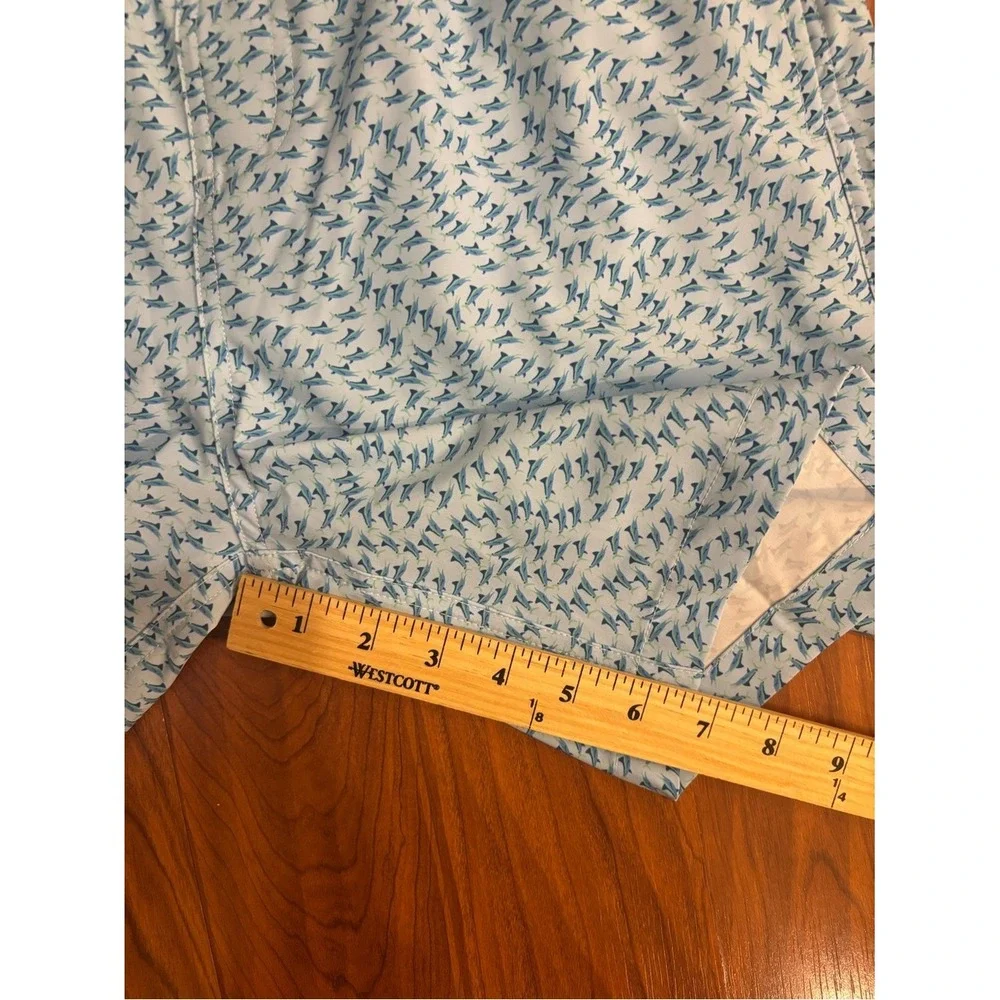 NWT Southern Tide Swim Trunks Cerulean Blue Fintastic Fish Print Boys XL